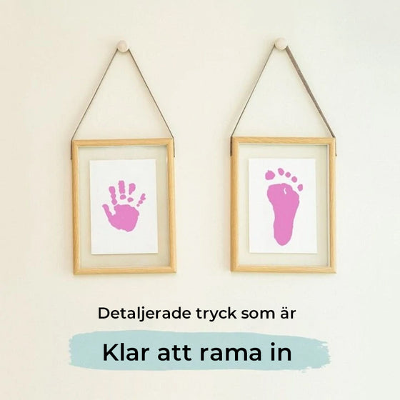Kladdfri bebis fotavtryckssats för händer och fötter