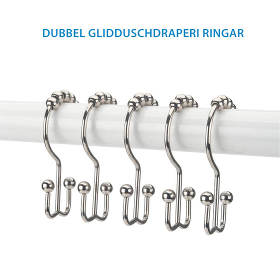 Duschdraperi krokar i rostfritt stål (12 st)