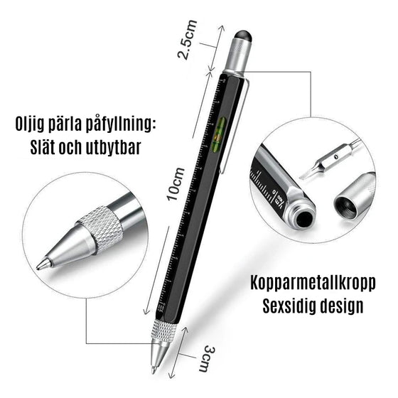 6-i-1 multifunktionell skruvmejselpenna