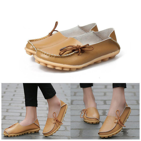 Bekväma platta läderskor