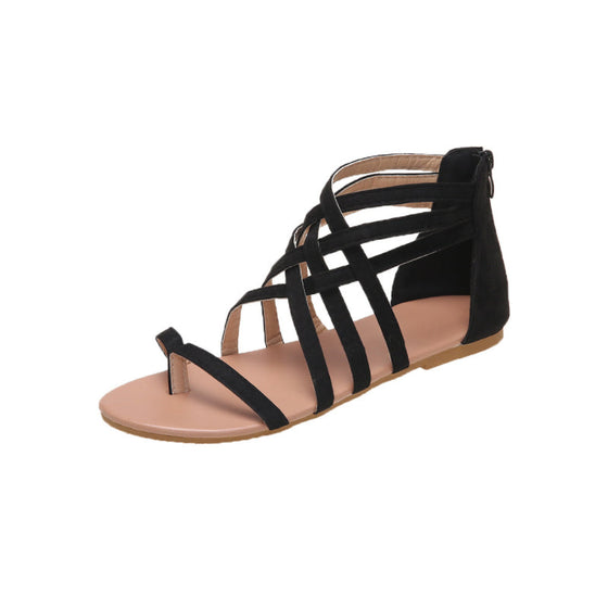 Platta sommarsandaler med dragkedja