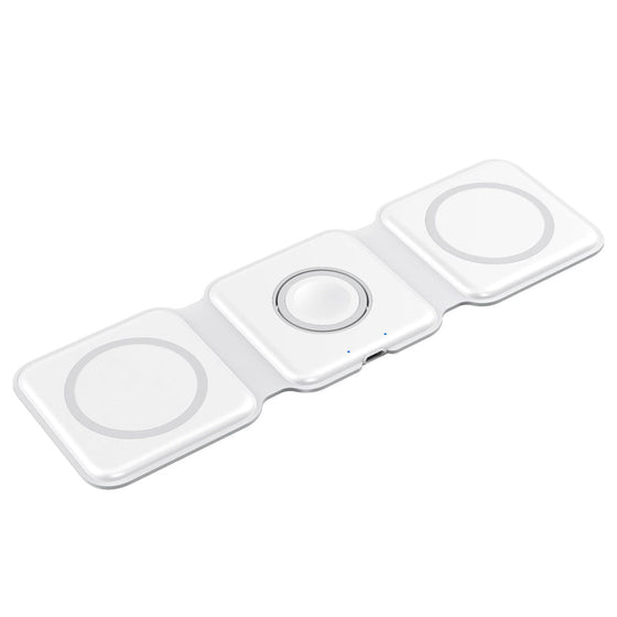 Vikbar 3-i-1 trådlös laddare