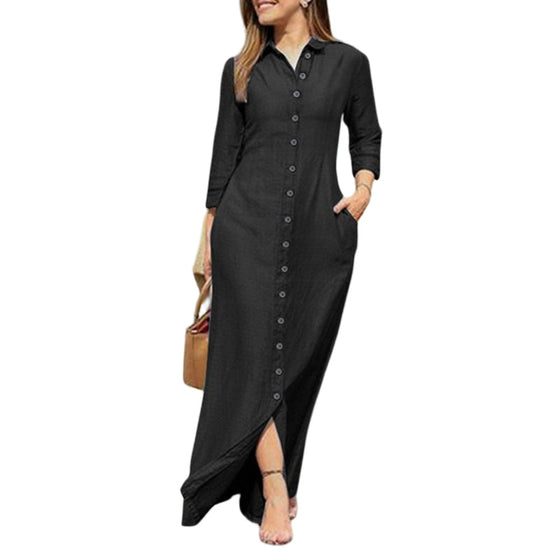 Denim maxiklänning med knapp