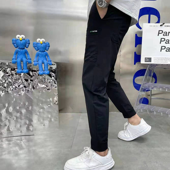 Skinny Cargo-byxor med hög stretch för män med flera fickor