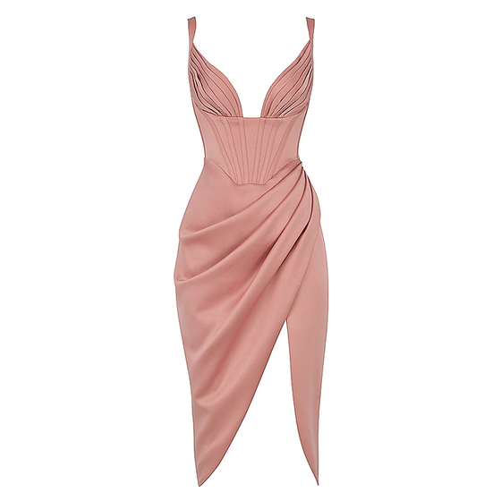 Klänning i satängkorsett med urringning