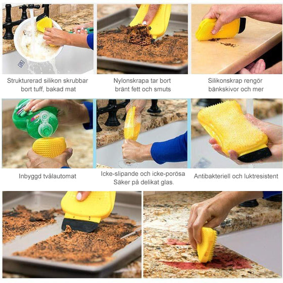 3-i-1 silikonrengöringsborste