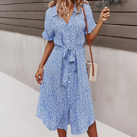 Casual strandklänning med blommigt tryck