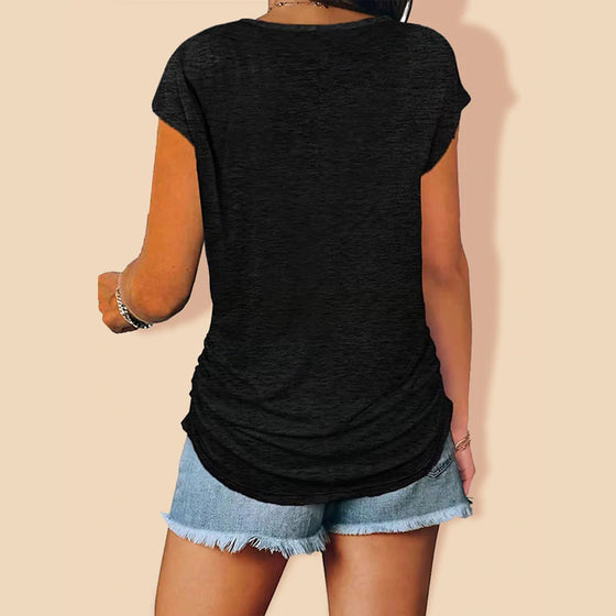 V-ringad kortärmad t-shirt med dragkedja