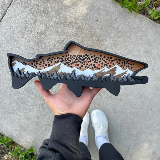 Trä öring konst landskap väggdekor