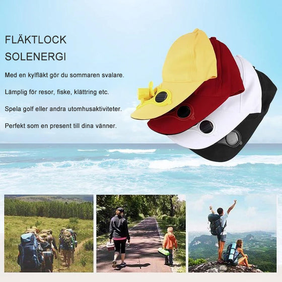 Kylkeps med solcellsdriven fläkt