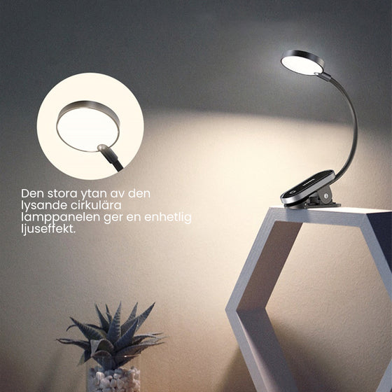 Bärbar USB uppladdningsbar LED-peklampa med klämma