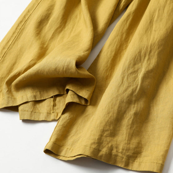 Damer avslappnad lös bomull linne breda ben