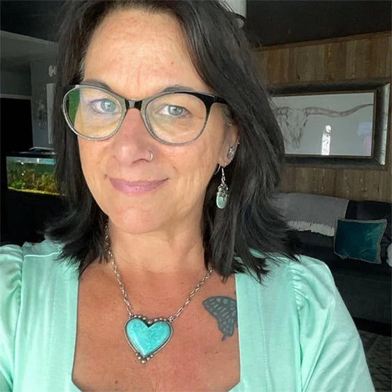 Boho turkos hjärtsmycke halsband