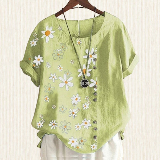 Blus med prästkragetryck