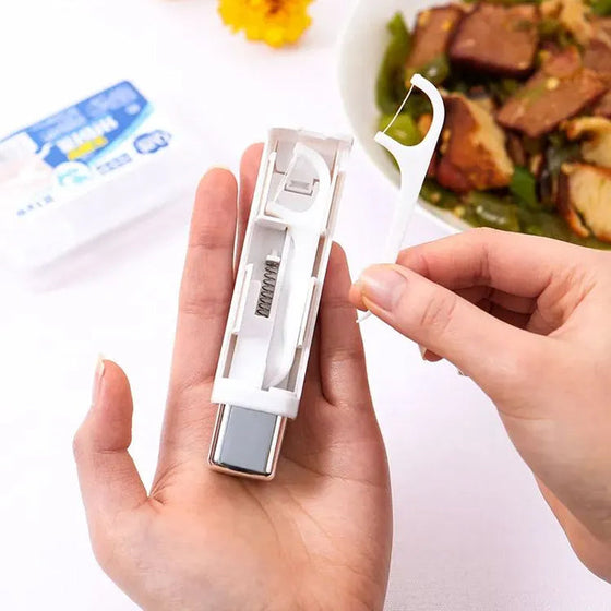 Bärbar tandtrådsdispenser