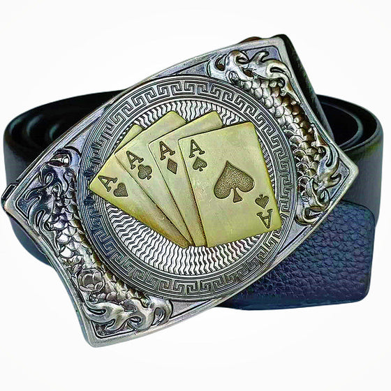 Modepunk bälte i äkta läder för män