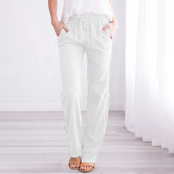 Tillfällig Lös Passform Enfärgade Byxor