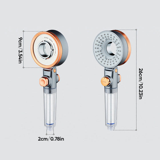 Dubbelsidigt trycksatt vattenreningsduschhuvud