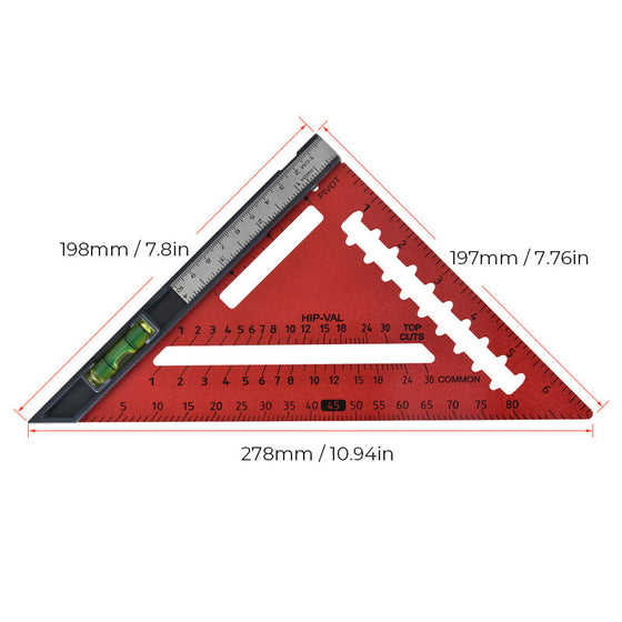 Löstagbar justerbar vinkel träbearbetningstriangellinjal