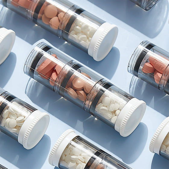 Bärbar högkapacitets veckopillerask