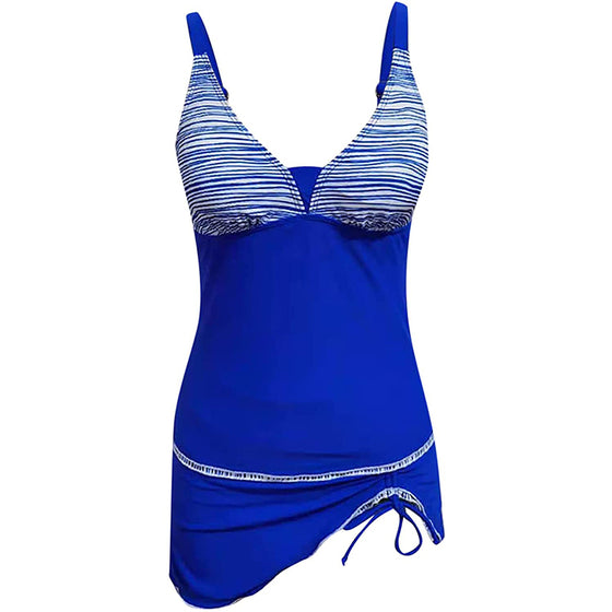 Baddräkt med randigt tryck