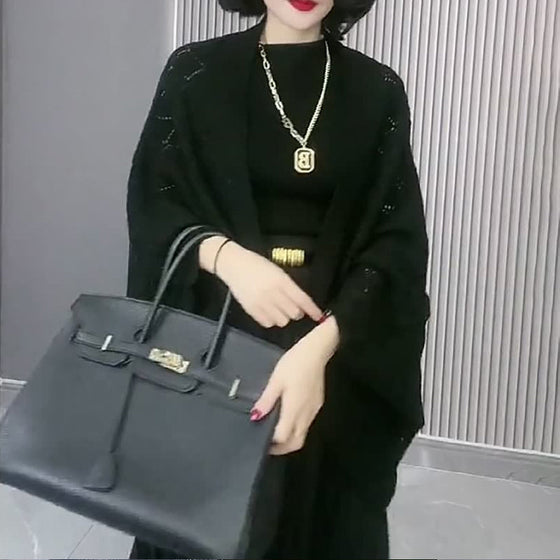 Ihålig stickad sjal