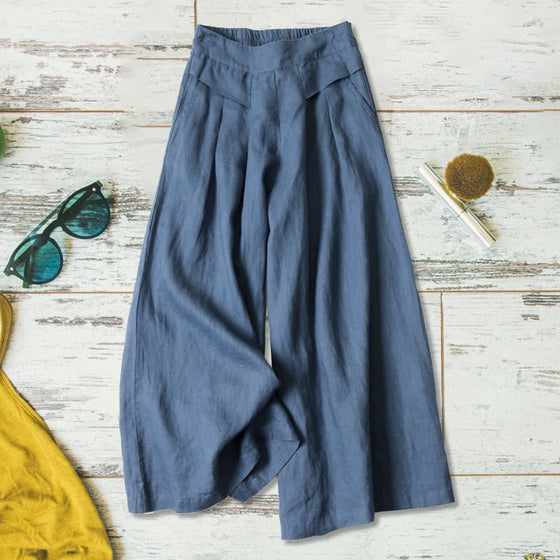 Damer avslappnad lös bomull linne breda ben