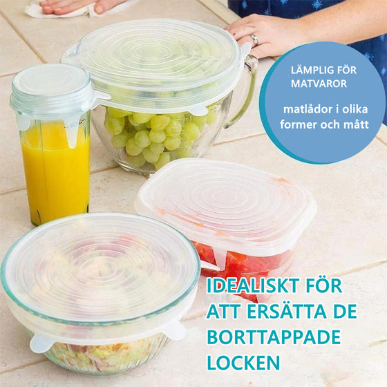 Silikonlock för matlådor, (6 st)