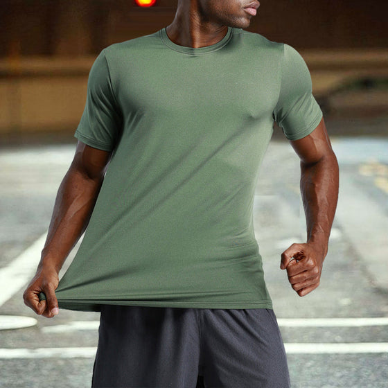 Enfärgad sport snabbtorkande T-shirt för män