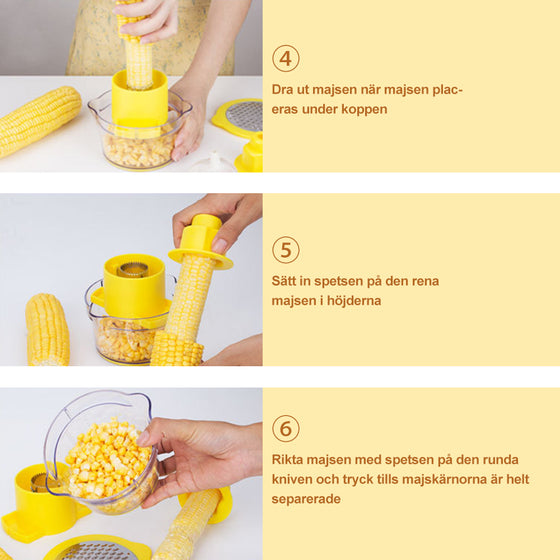 Cob Corn Stripper med Inbyggd Mätkopp och Rivjärn
