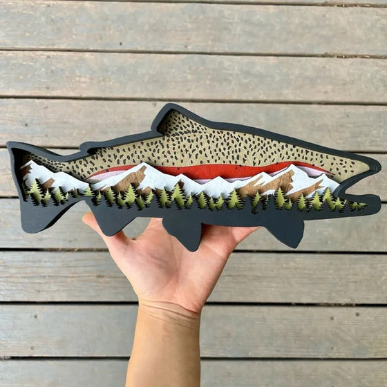 Trä öring konst landskap väggdekor