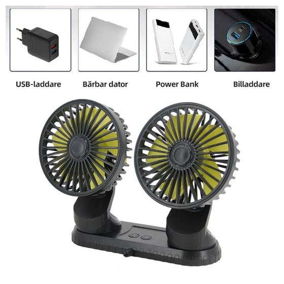 Universal justerbar USB dubbel fläkt
