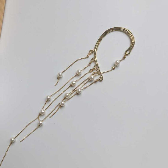 Långa Örhänge med Konstgjord Pärlatofs