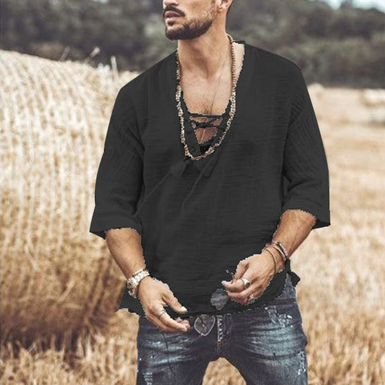 Sommar män casual bomullsskjortor