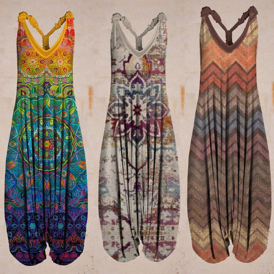 Förköp-Linne jumpsuit med tropiskt tryck（🔥🔥Köp 2, -10 %; Köp 3, -15 %）