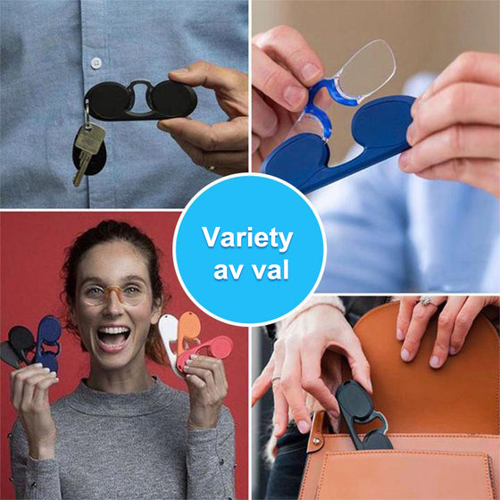 Armlösa läsglasögon med flera fokus