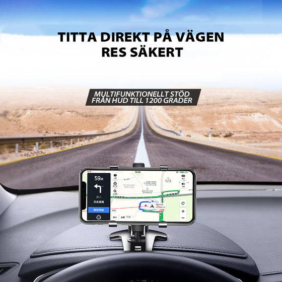 Telefonhållare med nummerplatta i instrumentbrädan