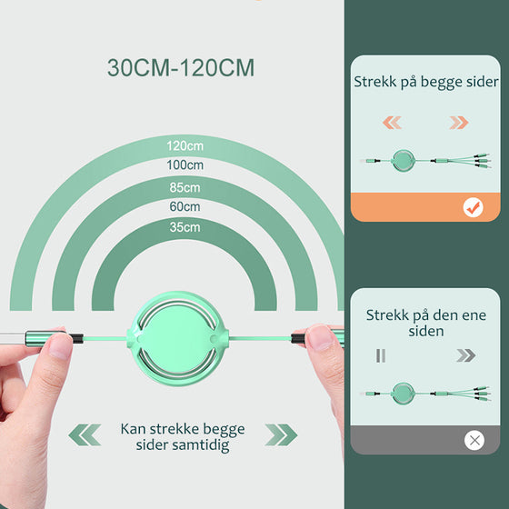 3 i 1 mobil laddningskabel