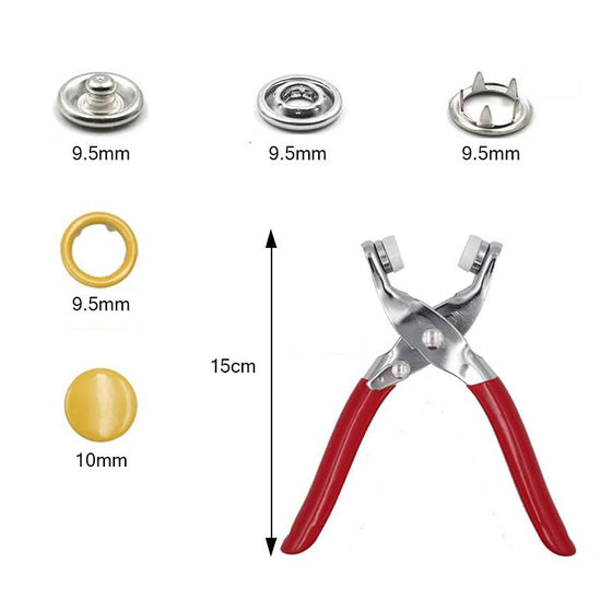 Knappar i metall med tryckknapp för fästelement