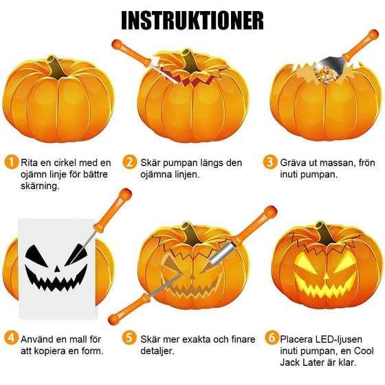 8 st Pumpa Carving Kit | Rostfritt Stål
