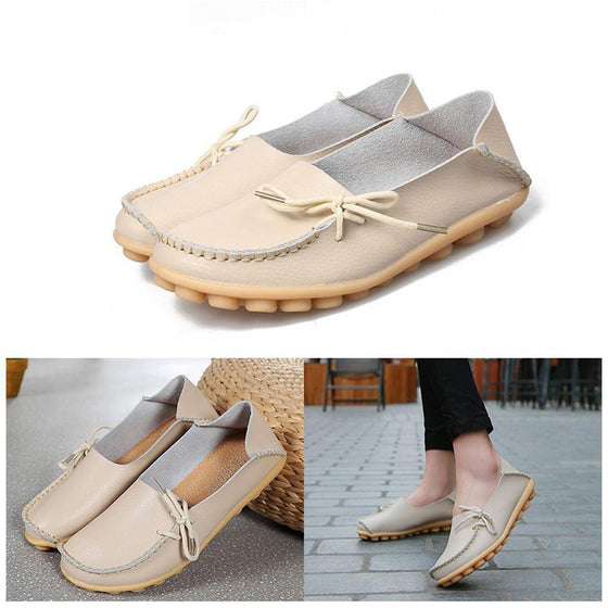 Bekväma platta läderskor