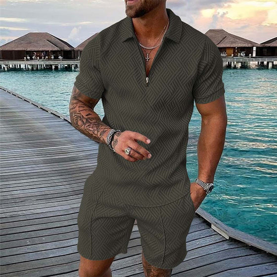 Casual printed set of Polo T-shirt and shorts for men