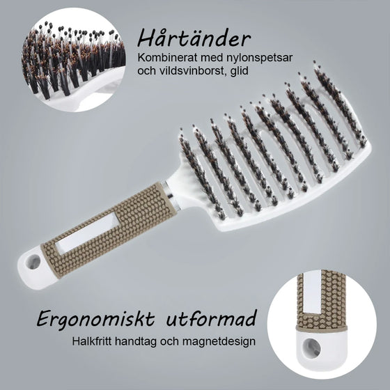 Hårborste med ergonomiskt handtag