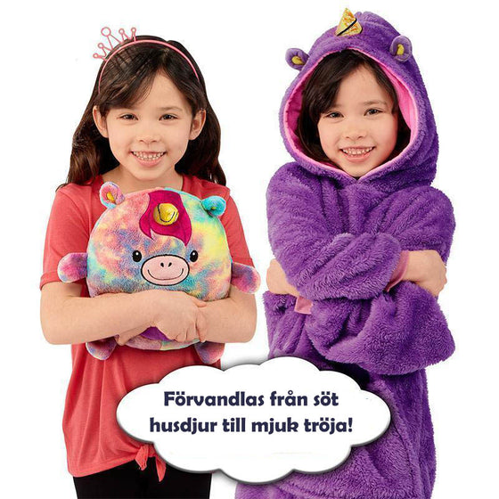 Filt Hoodie & Gosedjur för Barn (2 i 1)