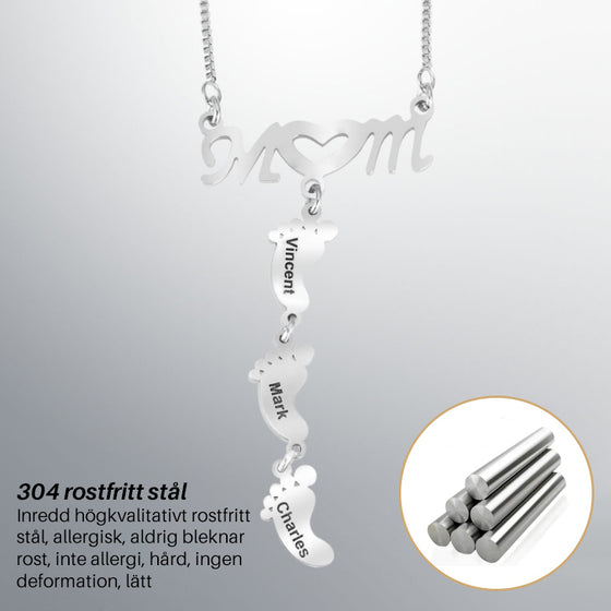 Halsband i rostfritt stål med dockfötter