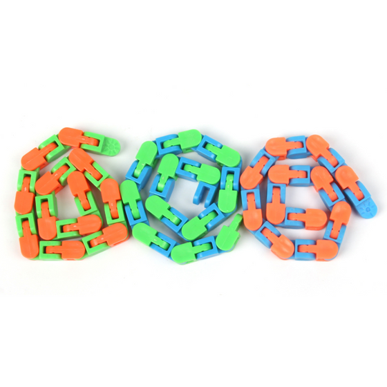 24 Länkspårar Snap and Klick Fidget -leksaker, slumpmässiga Färger