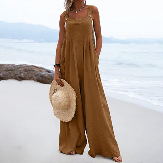 Rejäla byxor med breda ben i ett stycke med knappar