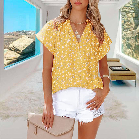 V-ringad kvinnlig skjorta