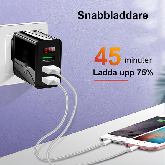 Tre USB-Port Telefon Laddare