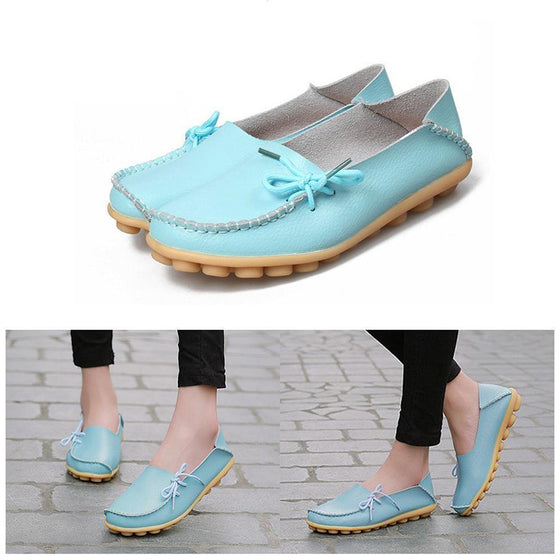 Bekväma platta läderskor